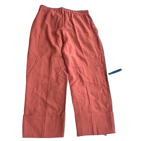 Zara Wide Leg Pants Cropped Cuffs Size XL Orange Brown Elastic Waist New NWT - Picture 5 of 9